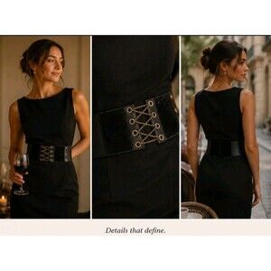 Wide Lace-Up Corset Belt - Black